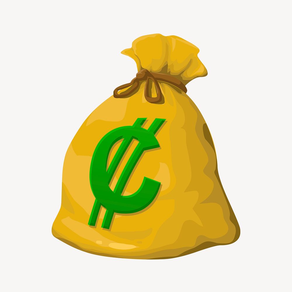 Money bag clipart, illustration psd. Free public domain CC0 image.