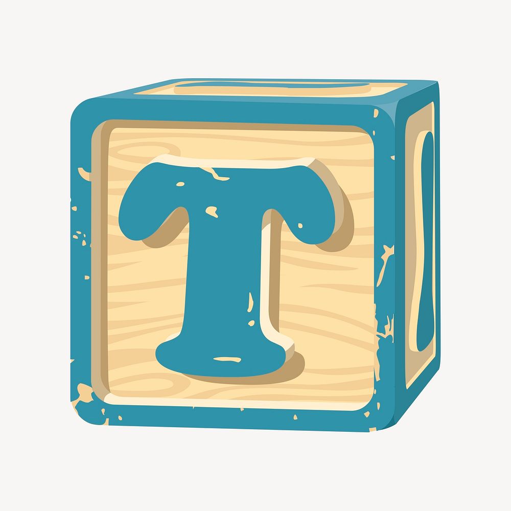 T letter block clipart, illustration psd. Free public domain CC0 image.