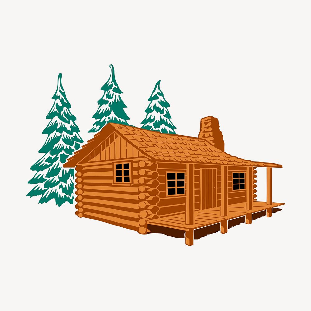 Wooden cabin, architecture illustration. Free public domain CC0 image