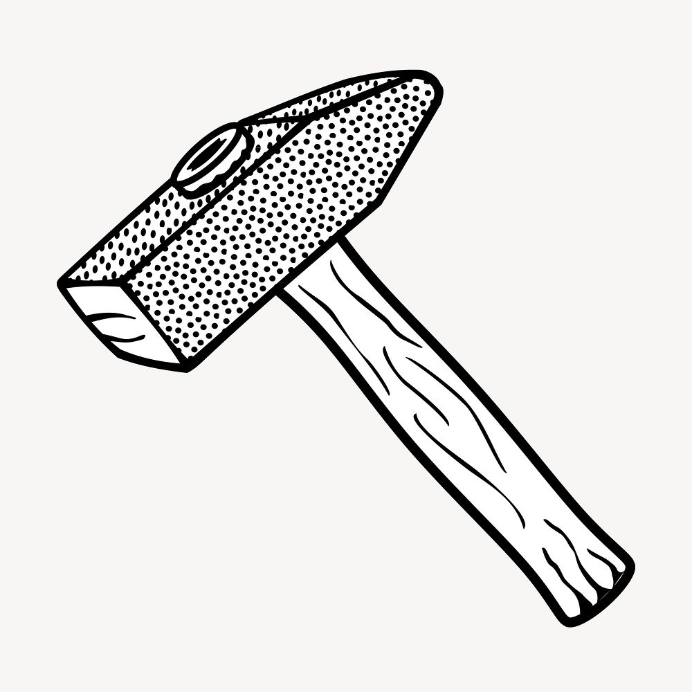 Hammer clipart, drawing illustration psd. Free public domain CC0 image.
