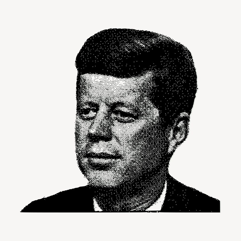 John F. Kennedy portrait clipart, US president illustration vector. Free public domain CC0 image