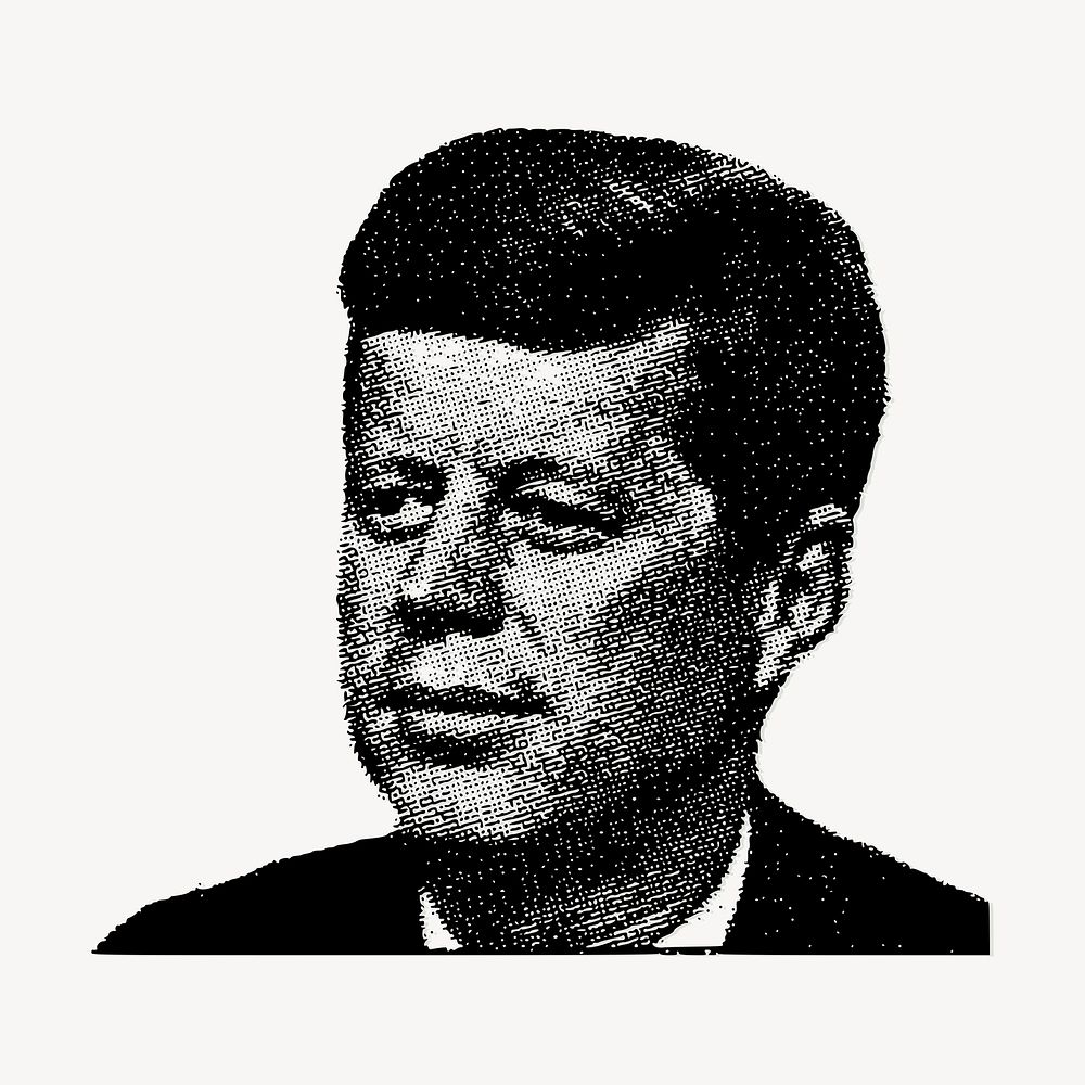 John F. Kennedy portrait clipart, US president illustration psd. Free public domain CC0 image