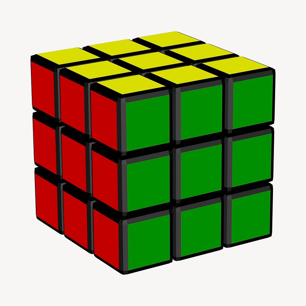 Rubik's cube clipart, illustration psd. Free public domain CC0 image.