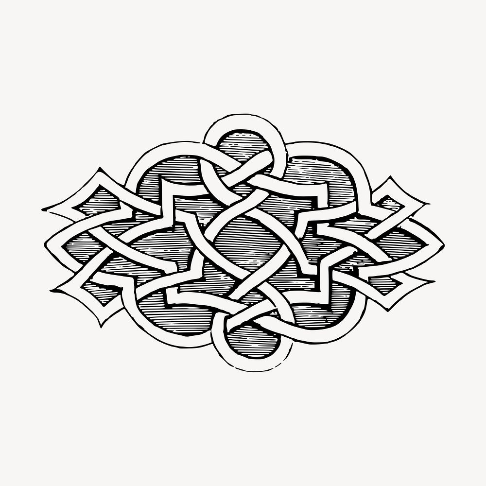 Celtic shape clipart, drawing illustration psd. Free public domain CC0 image