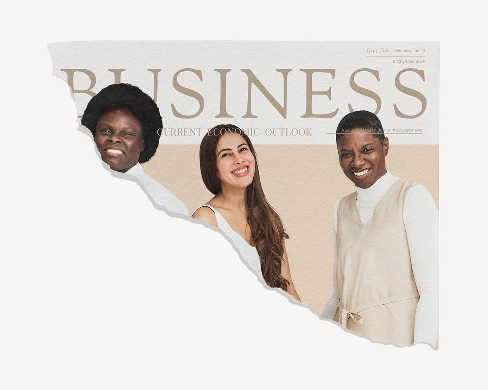 Women in business ripped newspaper