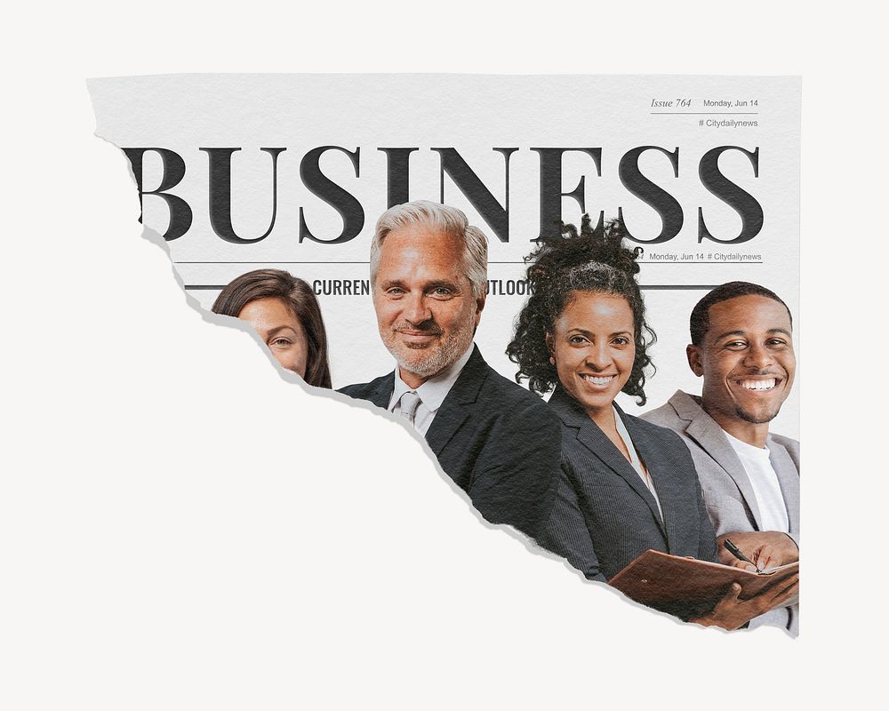 Successful entrepreneurs ripped newspaper, business article headline
