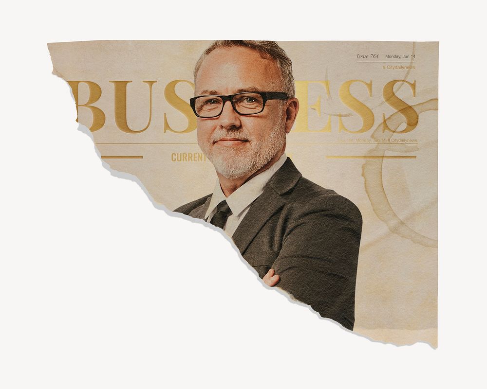 Successful businessman ripped paper, business photo