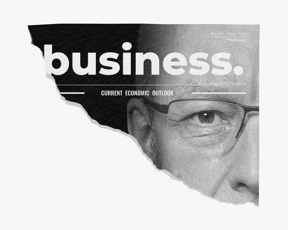 Business economics ripped paper, businessman photo