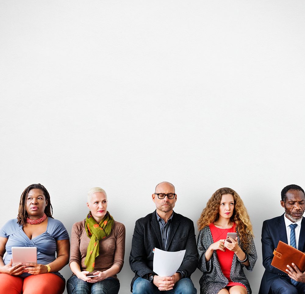 Diverse Group of People Community Sitting Waiting Concept