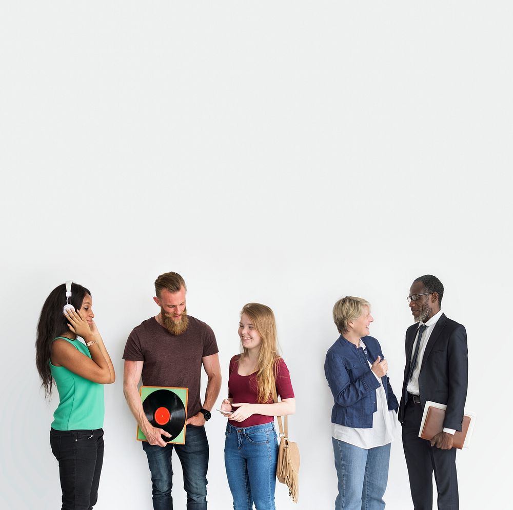 Group of diverse people chatting isolated portrait