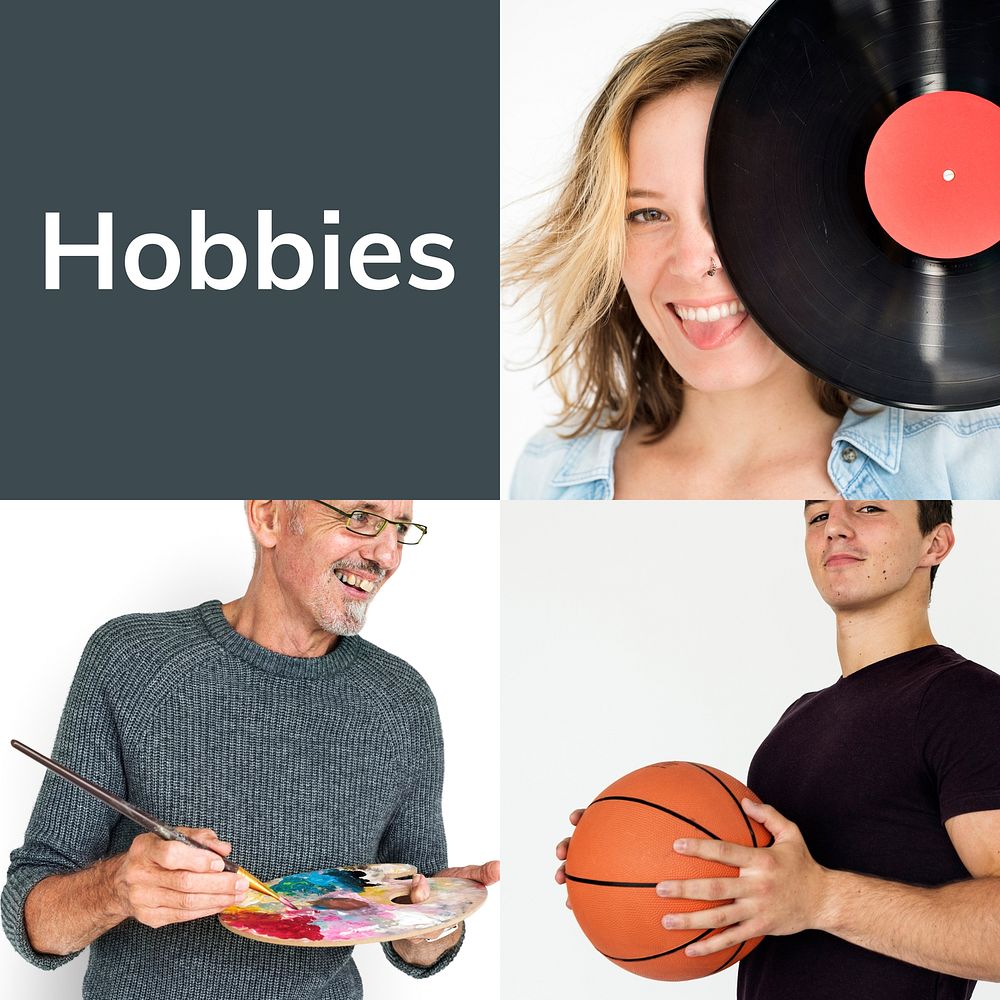 Diversity People with Hobby Music Sport Set Studio Isolated