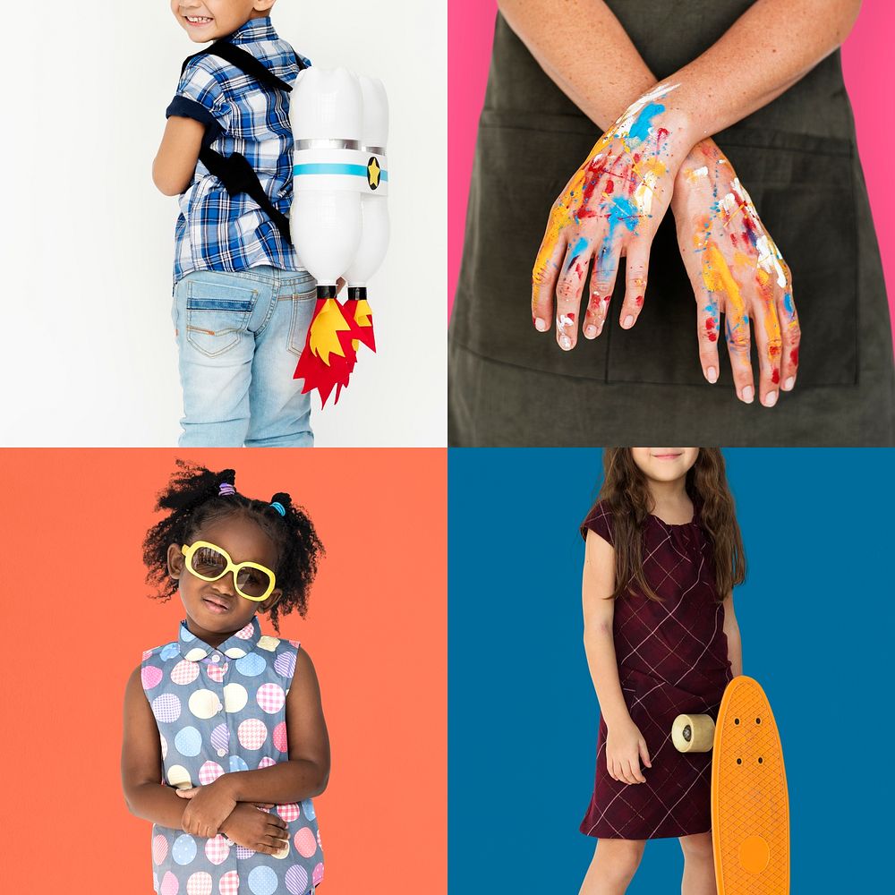 Set of portraits of funky Photo rawpixel