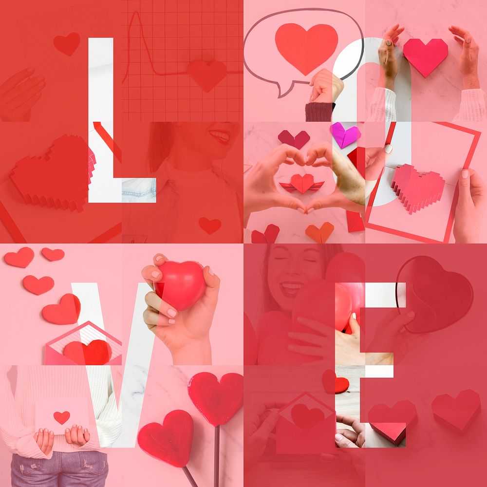 Adult Woman with Love Heart Artwork Studio Collage