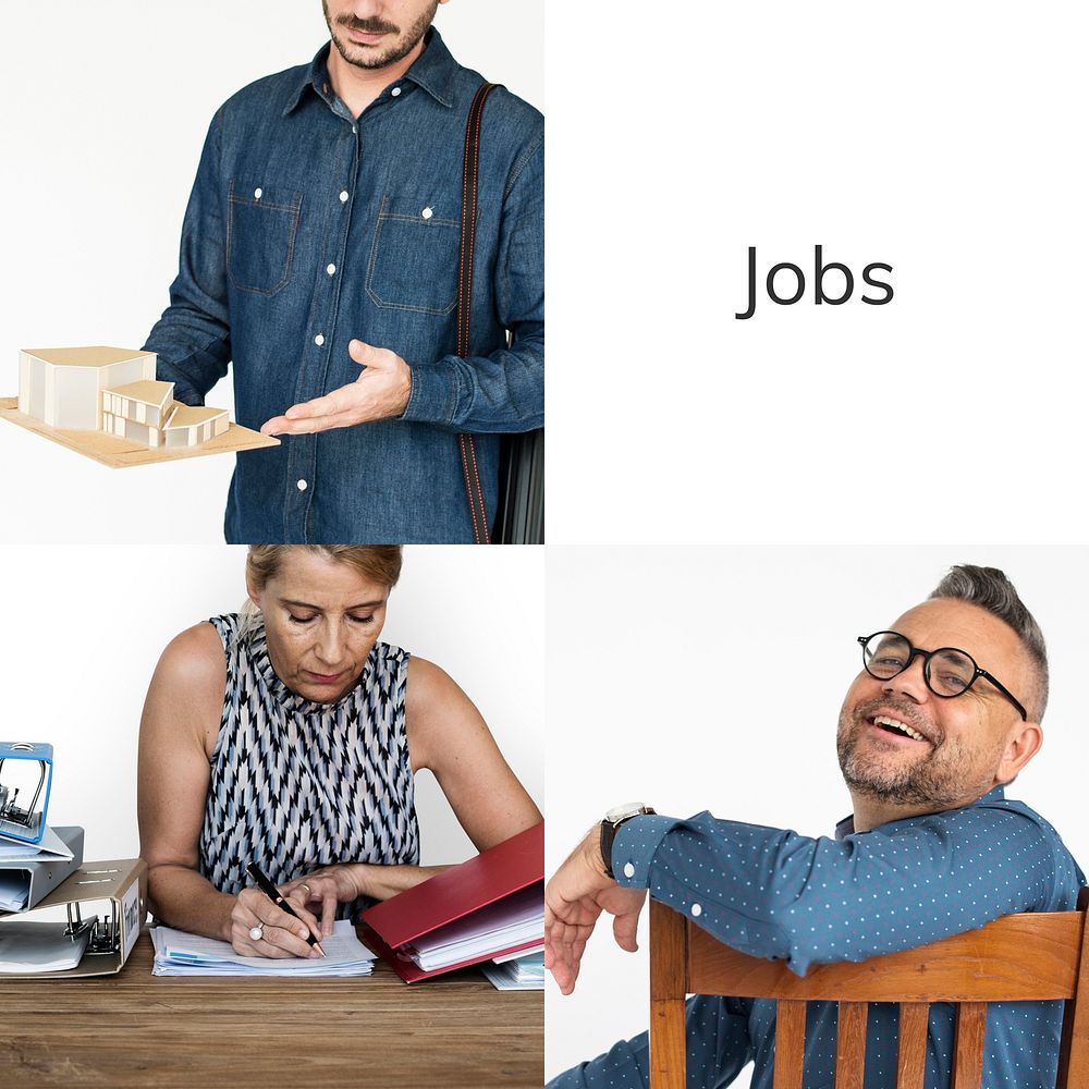 Collage of people job occupation mixed