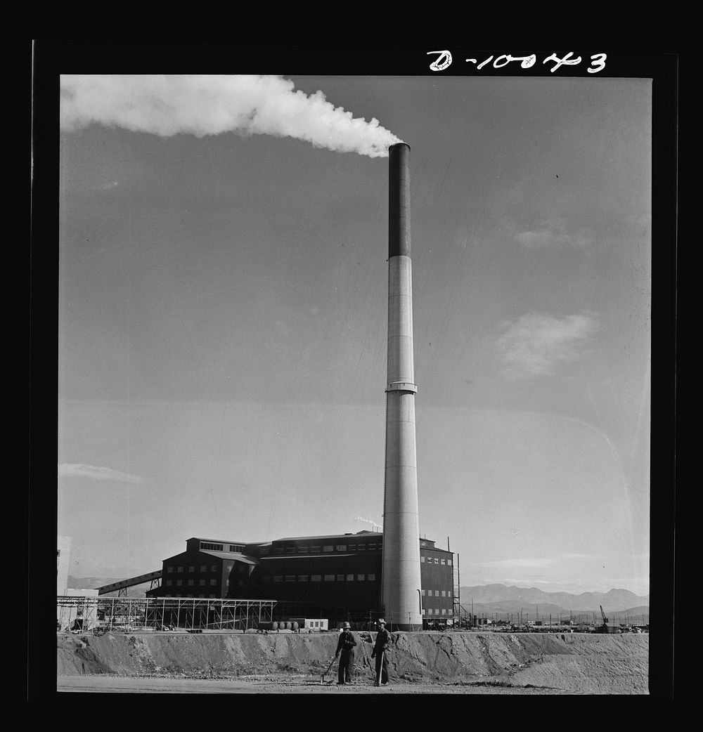 Production. Copper. Plant and smokestack of a large copper smelter of the Phelps-Dodge Mining Company at Morenci, Arizona.…