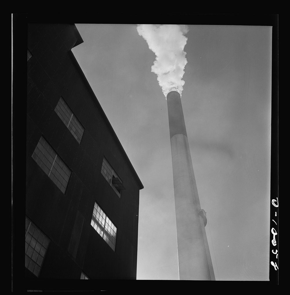 Production. Copper. Smokestack of a large copper smelter of the Phelps-Dodge Mining Company at Morenci, Arizona. This plant…