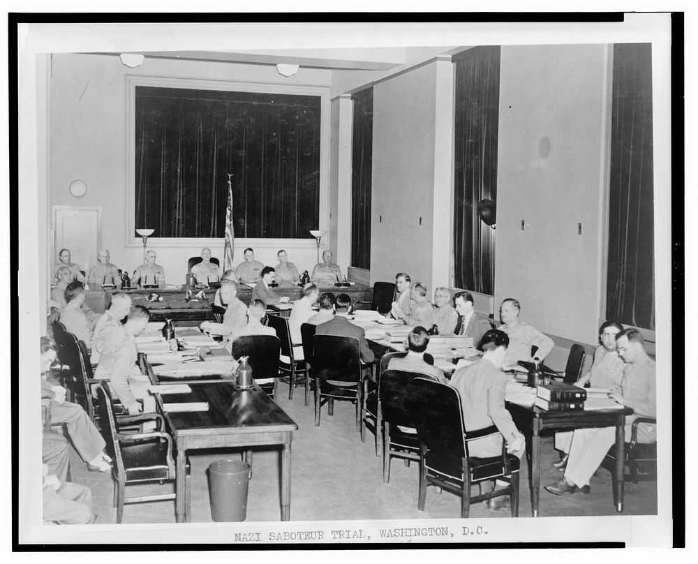Nazi saboteur trial, Washington, D.C. The special seven-man military commission opens the third day of its proceedings in…
