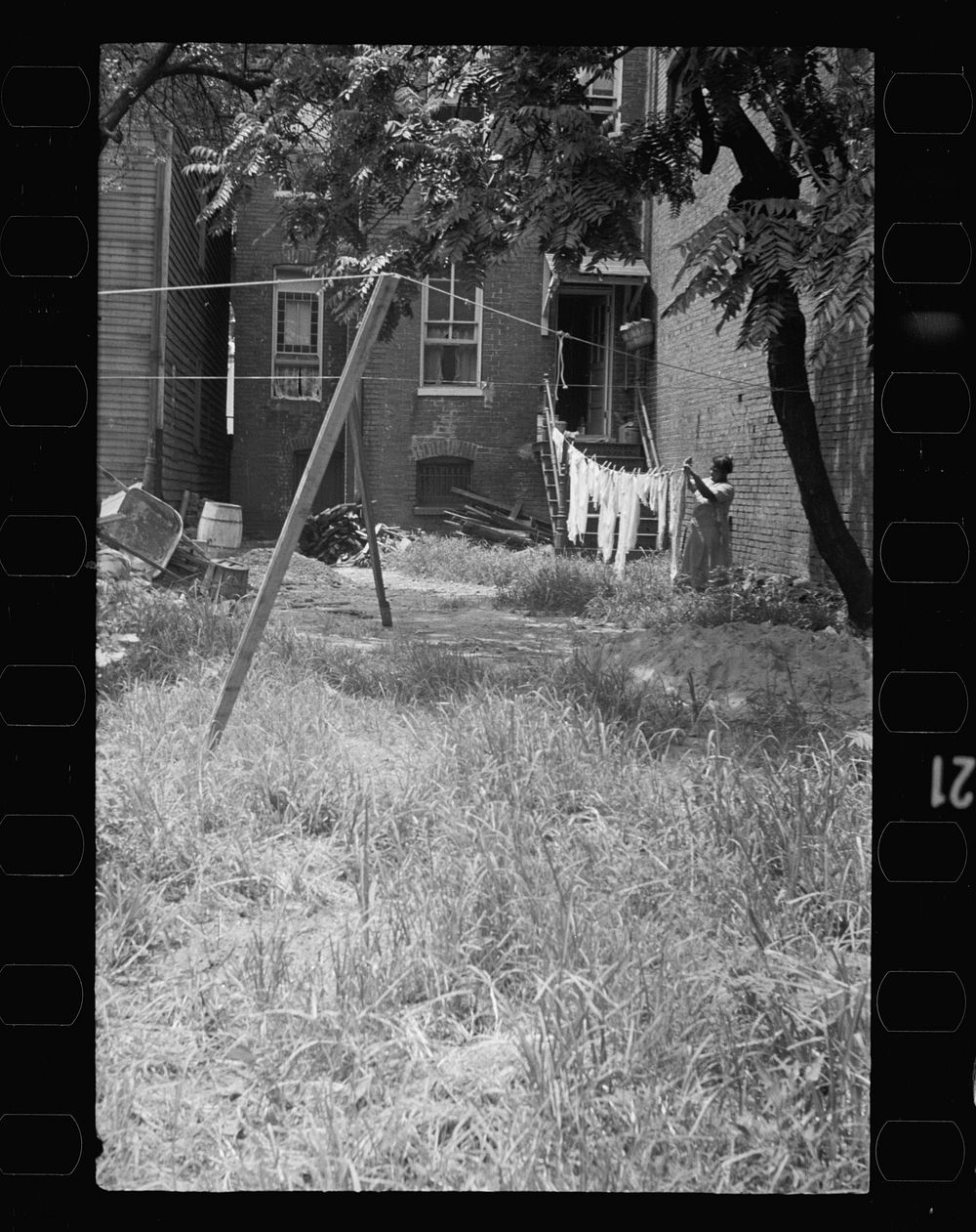 [Untitled photo, possibly related to: Backyard near Capitol, Washington, D.C.  children have just discovered the cameraman…