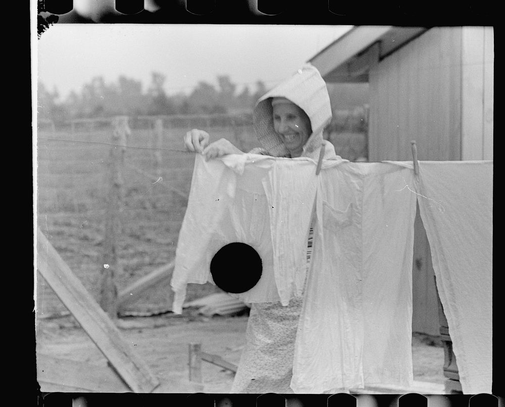 [Untitled photo, possibly related to: Resettled farmer's wife (Mrs. Lestor Barnes), Wabash Farms, Indiana]. Sourced from the…