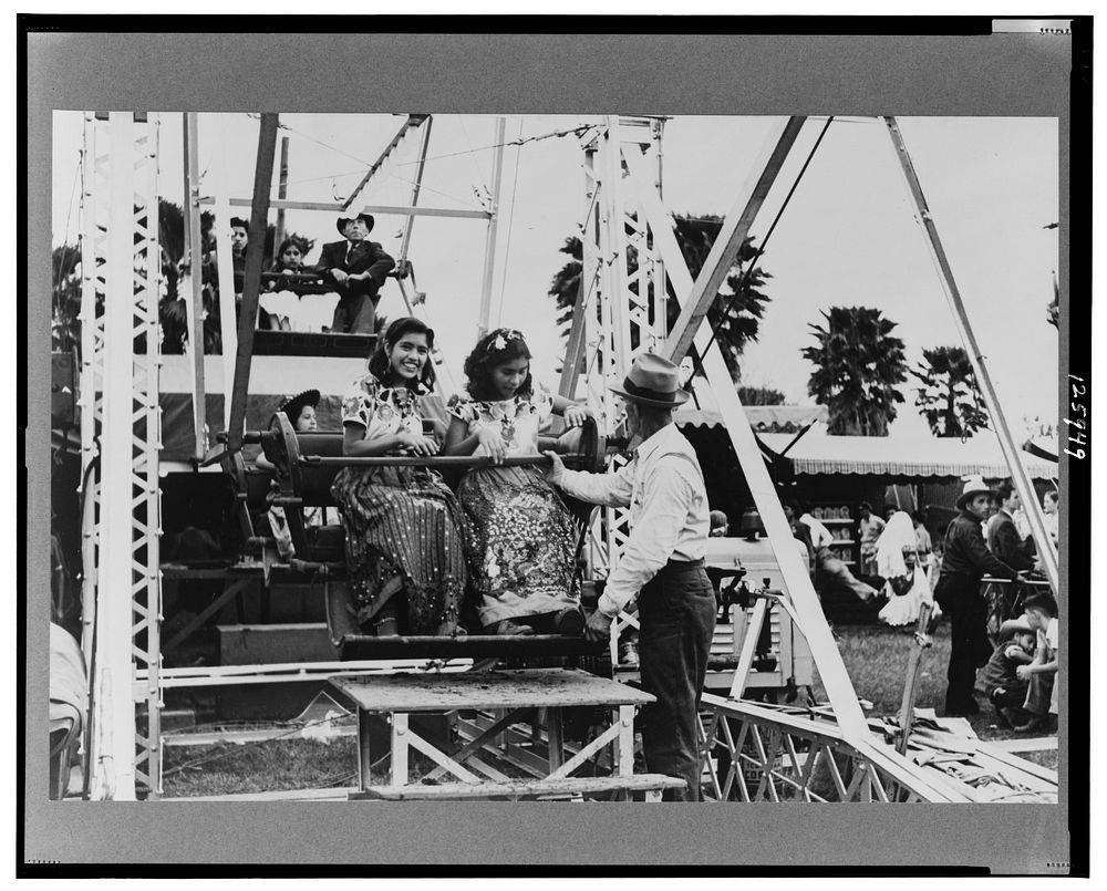 Ferris wheel ride, carnival, Brownsville, Texas. Sourced from the Library of Congress.