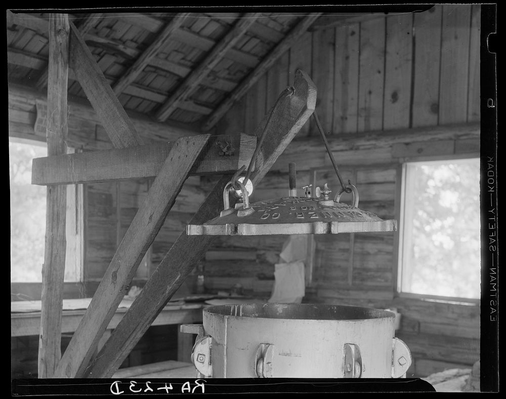 Interior of canning kitchen. Johnston [i.e. Johnson] County, Arkansas. Sourced from the Library of Congress.