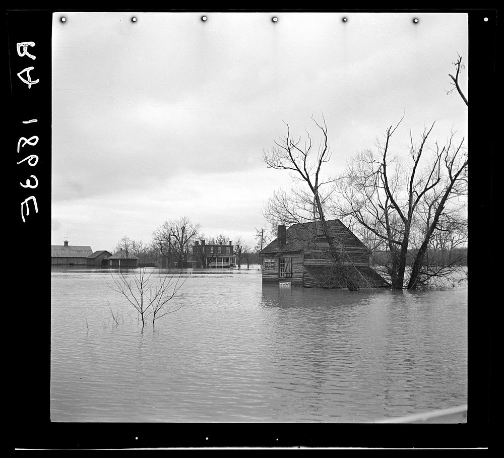 Farm covered by rising waters of Shenandoah River, Virginia. Sourced from the Library of Congress.