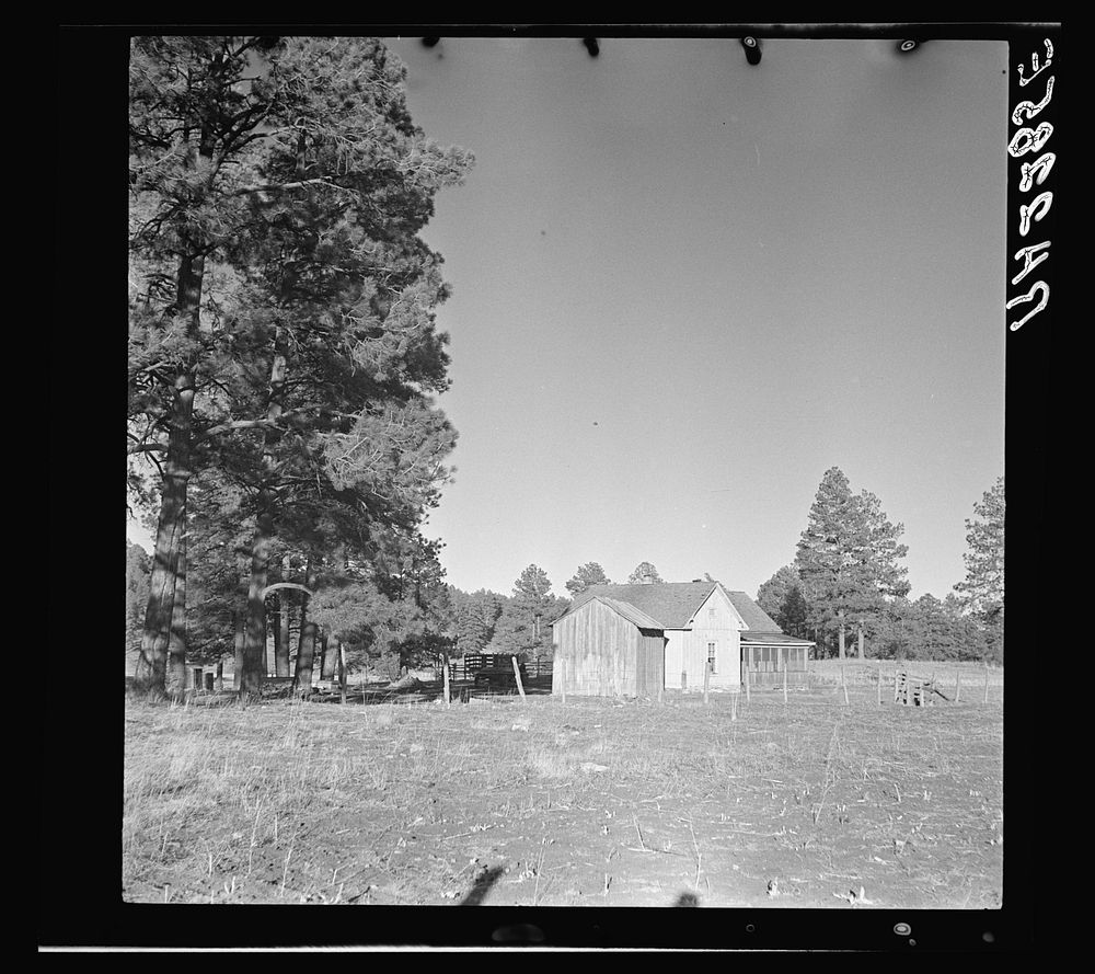 One of the better-type Indian houses. Mescalero Indian Reservation, New Mexico. Sourced from the Library of Congress.