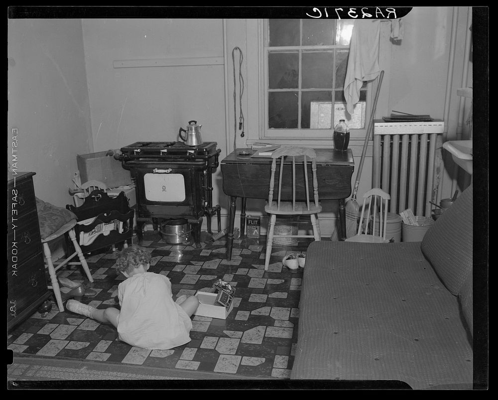 Living room, bedroom, kitchen and nursery. Washington, D.C.. Sourced from the Library of Congress.