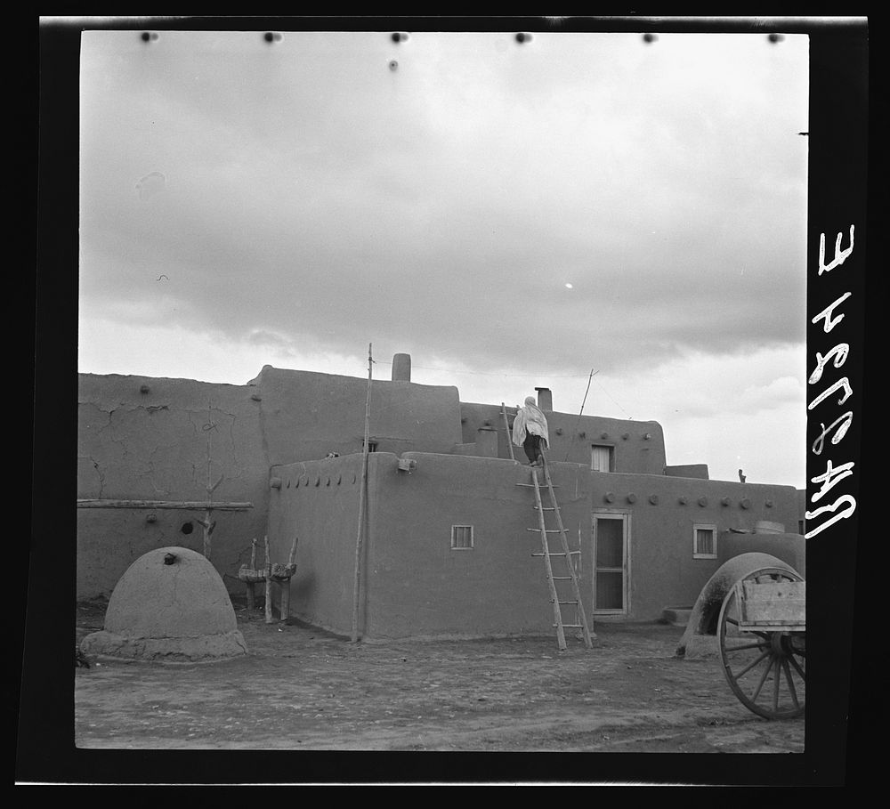 View of the pueblo of Taos, New Mexico. Sourced from the Library of Congress.