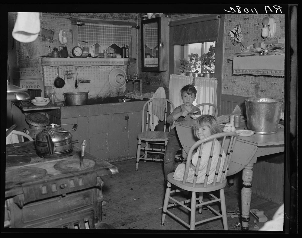 Kitchen in home of rehabilitation client. Lancaster, New Hampshire. Sourced from the Library of Congress.