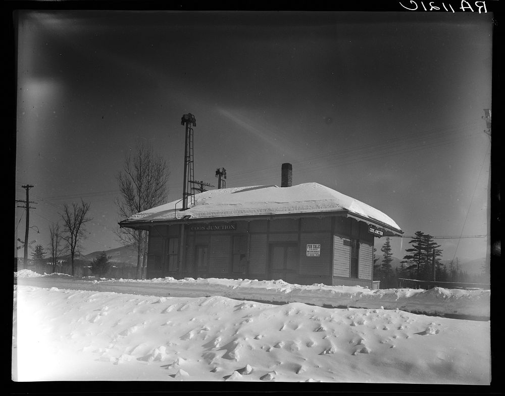 Railroad station. Coos County, New Hampshire. Sourced from the Library of Congress.