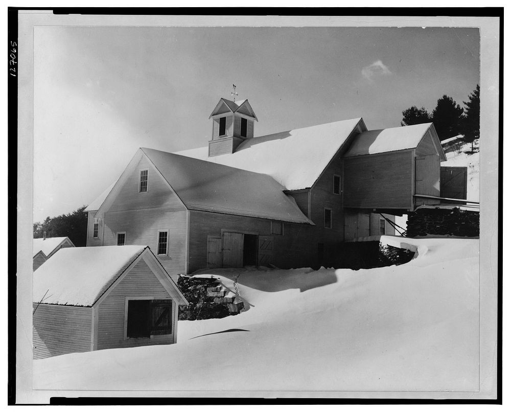 Windsor County, New Hampshire [i.e. Vermont]. Barn of a dairy farmer. Sourced from the Library of Congress.