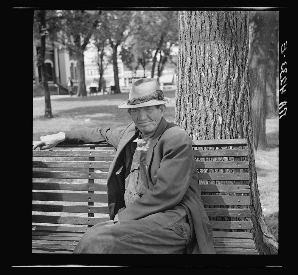 Zinc smelter worker who has turned to farming while out of work. Columbus, Kansas. Sourced from the Library of Congress.
