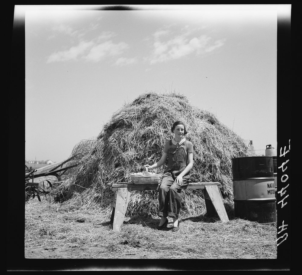 Daughter of farmer resettled on Kearney Farmsteads, Nebraska. Sourced from the Library of Congress.