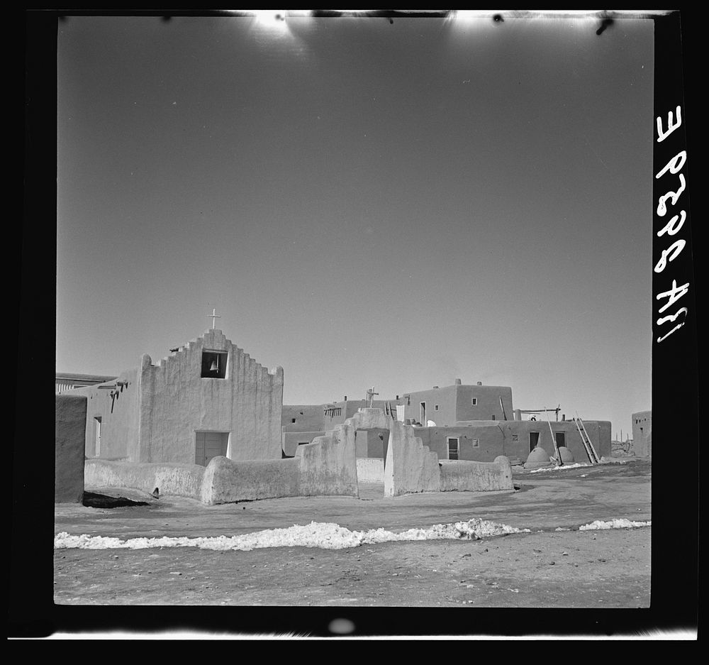 Old mission church. Taos Pueblo, New Mexico. Sourced from the Library of Congress.