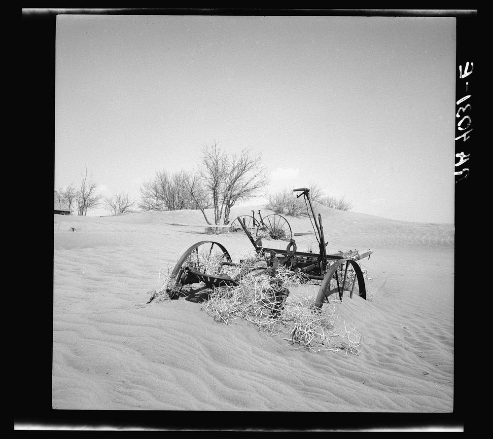 Buried farm machinery. Cimarron County, Oklahoma. Sourced from the Library of Congress.