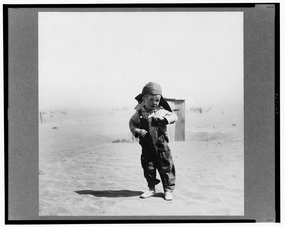Son of farmer in dust bowl area. Cimarron County, Oklahoma. Sourced from the Library of Congress.