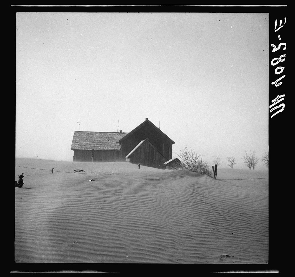 Dust storm damage. Cimarron County, Oklahoma. Sourced from the Library of Congress.