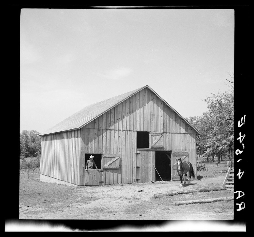 A new barn built with aid of United States Resettlement Administration. Cherokee County, Kansas. Sourced from the Library of…