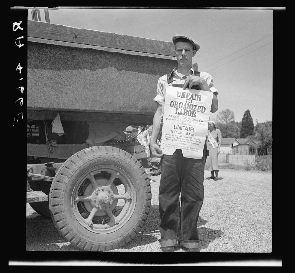 Striking zinc miner. Columbus, Kansas. Sourced from the Library of Congress.