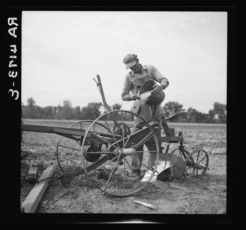 Rehabilitation client planting corn. Jefferson County, Kansas. Sourced from the Library of Congress.