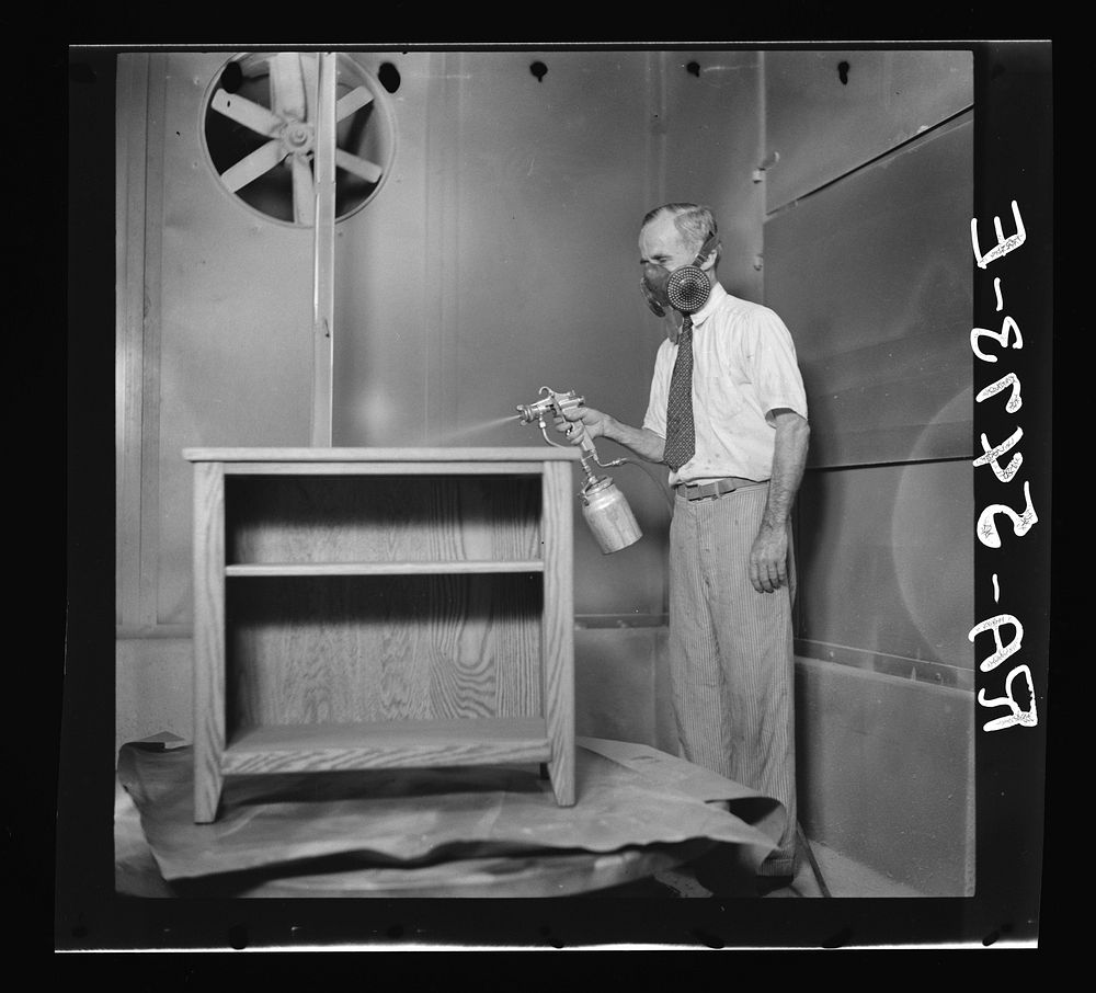 Finishing furniture. Special Skills Division, Washington, D.C.. Sourced from the Library of Congress.