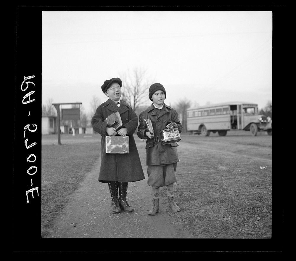 Children coming home from school. Hightstown, New Jersey. Sourced from the Library of Congress.
