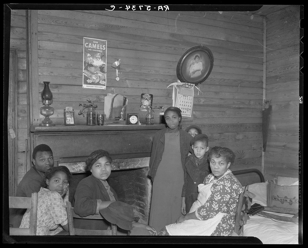 Lilly Cox and family now living in house on tract number 189. Johnson County, North Carolina. Sourced from the Library of…
