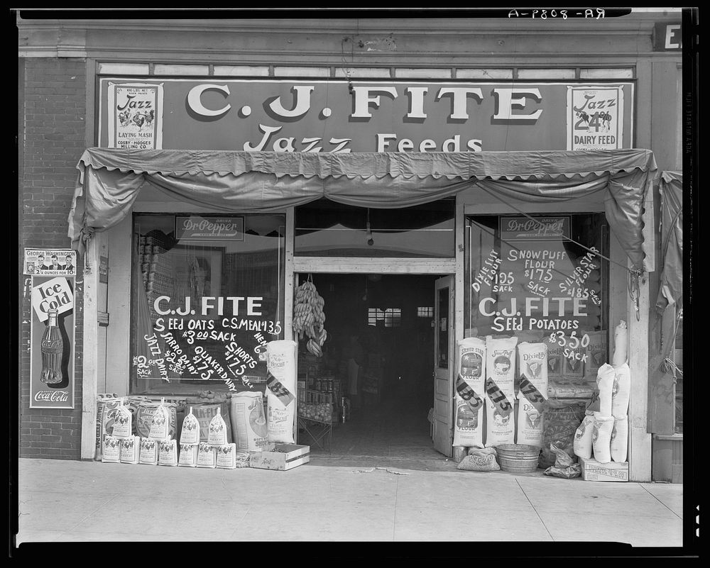Alabama feed store front. Sourced from the Library of Congress.