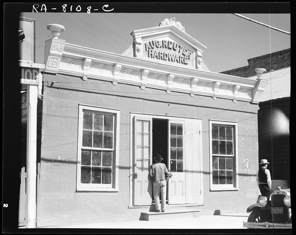 Small town shop front. Louisiana. Sourced from the Library of Congress.
