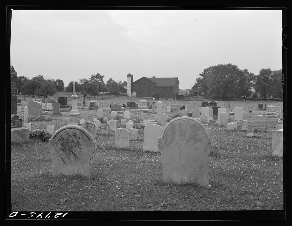 Graveyard and barn. State College, Pennsylvania. Sourced from the Library of Congress.