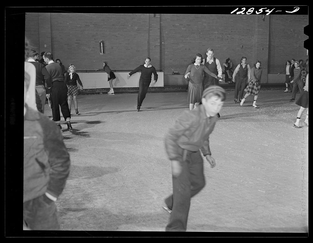 Chevy Chase Ice Palace, Washington. D.C. Skaters in the ballroom. Sourced from the Library of Congress.