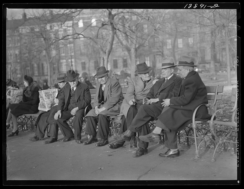 New York, New York. Residents of the neighborhood discussing world events in Washington Square. Sourced from the Library of…