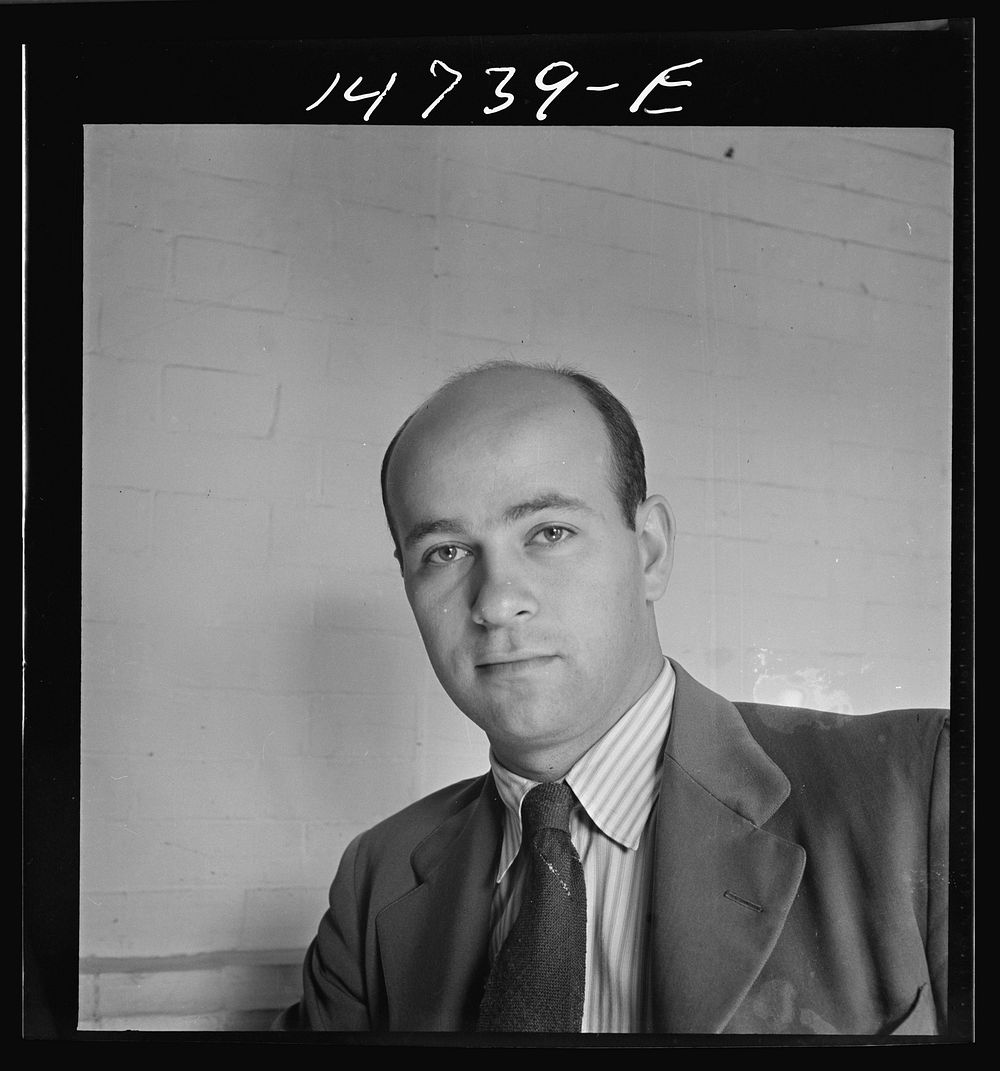 Washington, D.C. Portrait of Jack Delano, Office of War Information photographer. Sourced from the Library of Congress.